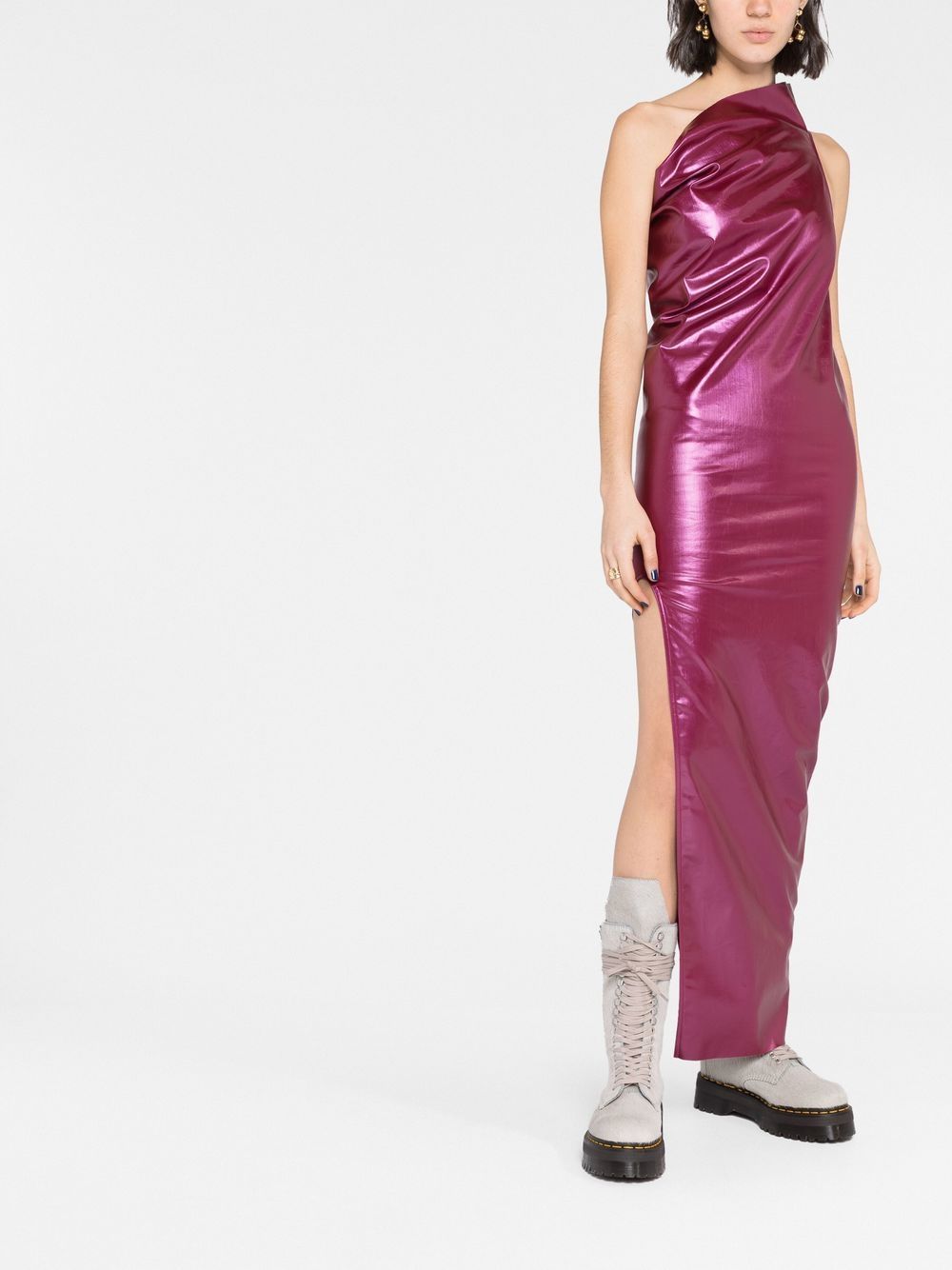 Rick Owens 'athena' Long Asymmetric Dress With Side Slit In